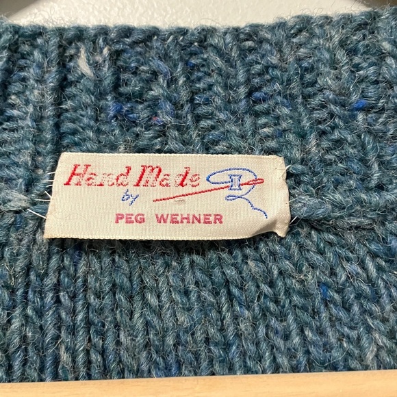 Hand Made by Peg Wehner Teal Cable Knit Cardigan - Picture 2 of 5